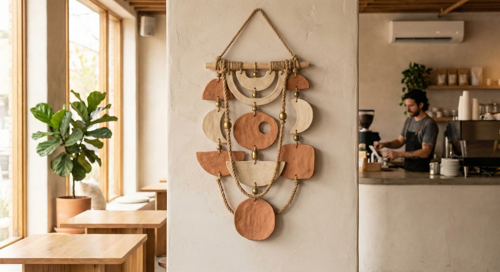 Wall Hanging Organic Terracotta & Jute Wall Art
